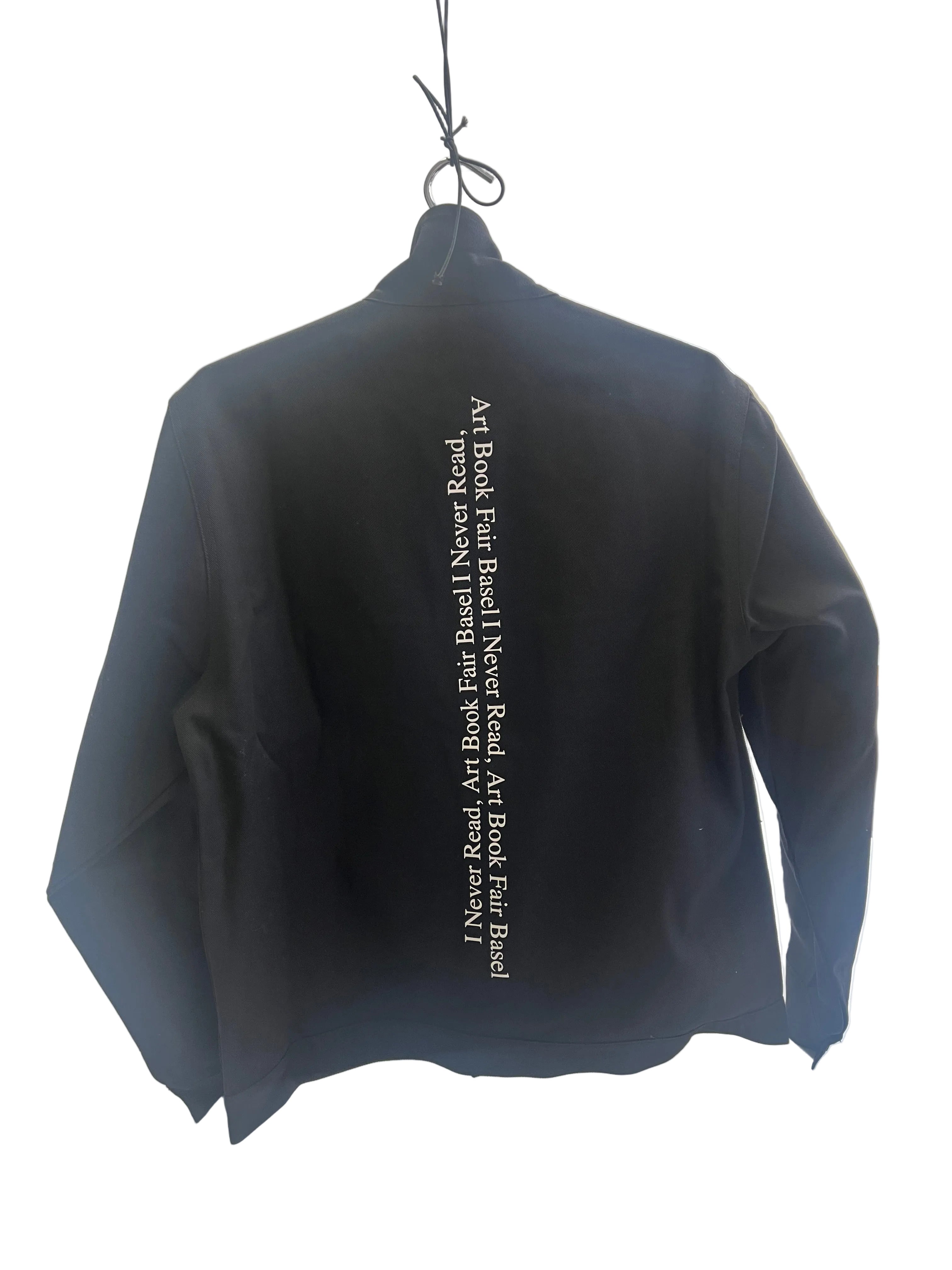 Black jacket with logo on the back