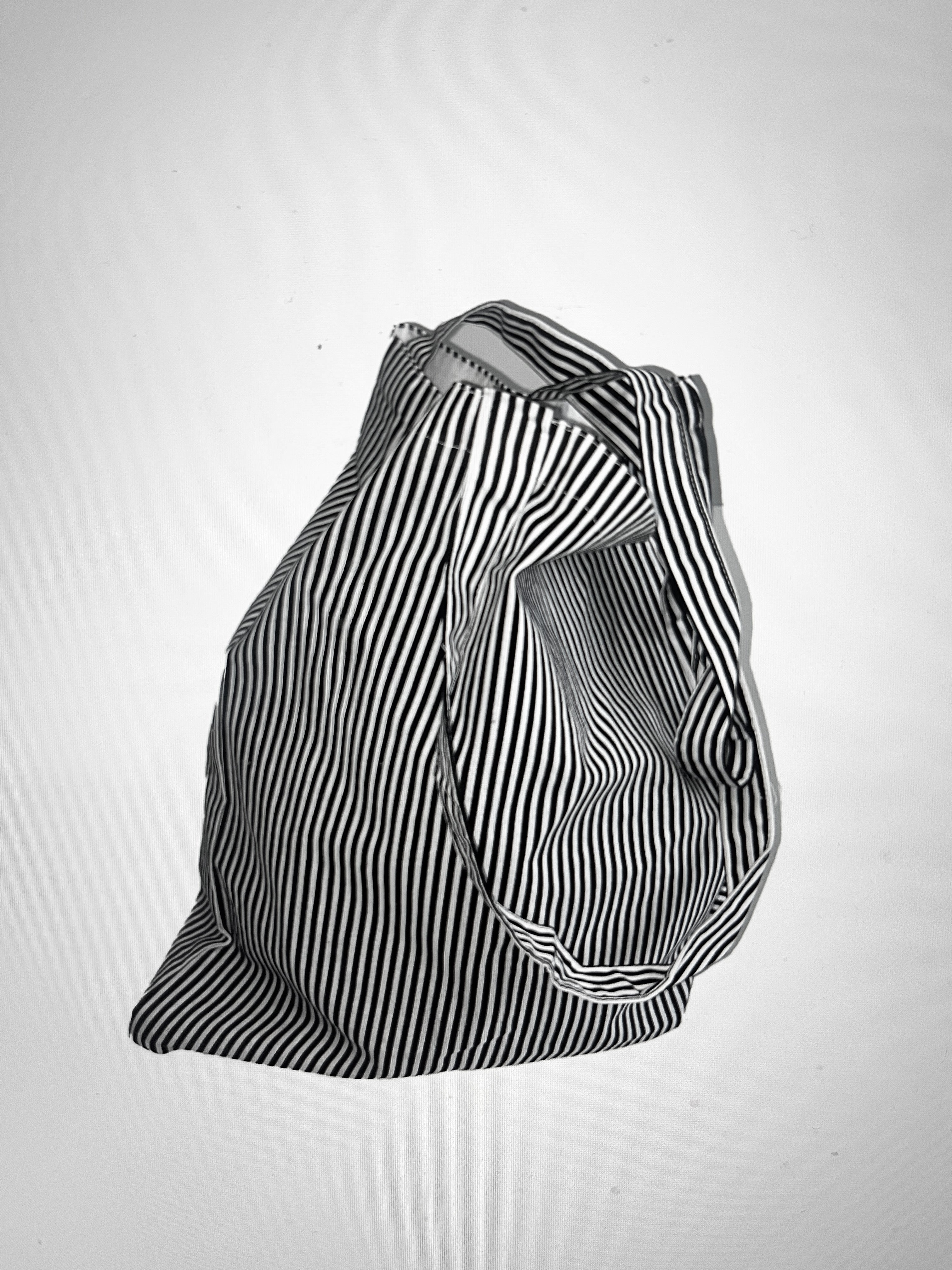 Black and white stripe tote bag